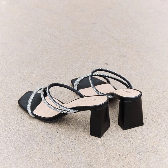 Qupid Level Up Rhinestone Strap Heels - Picture 7 of 7